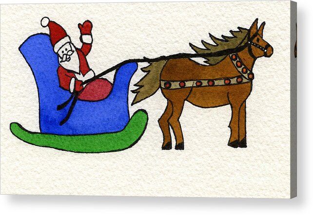 Norma Toons Acrylic Print featuring the painting Santa's Blue Sleigh by Norma Appleton