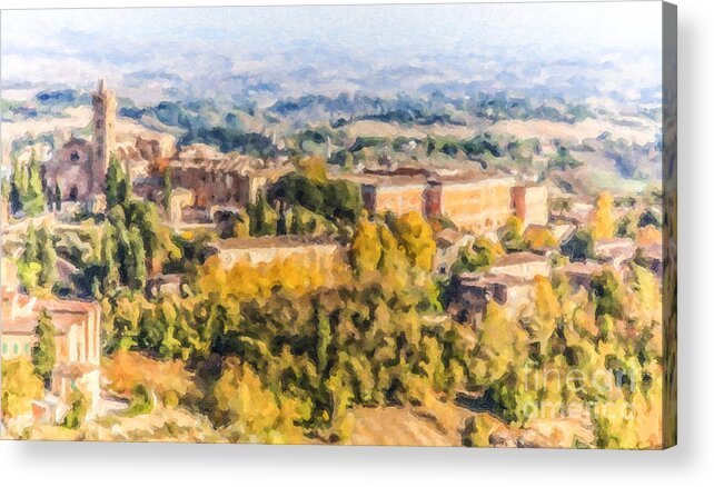 Basilica Santa Maria Dei Servi Acrylic Print featuring the digital art Siena countryside by Liz Leyden