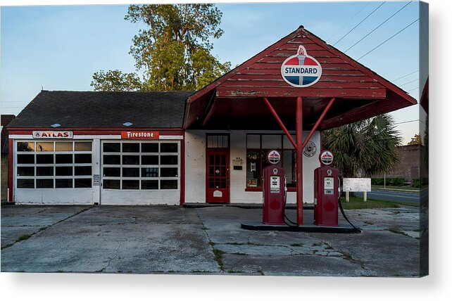  Acrylic Print featuring the digital art Standard Gas station by Louis Ferreira