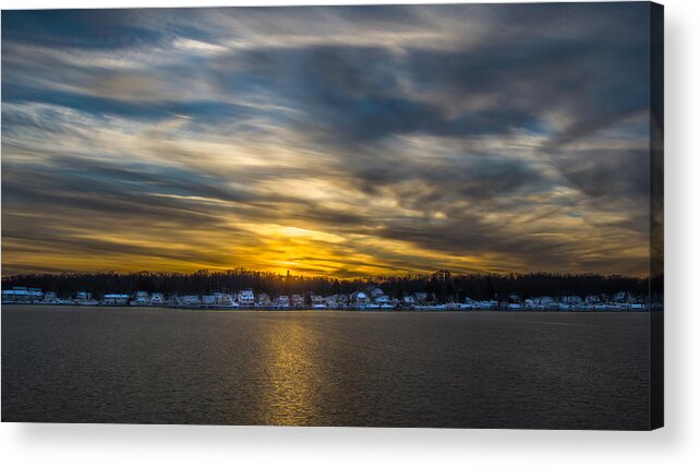 2012 Acrylic Print featuring the photograph Sunset Over Snow Covered Village by Randy Scherkenbach