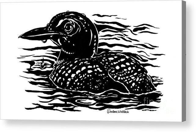 Loon Acrylic Print featuring the painting Surfacing by Darlene Watters