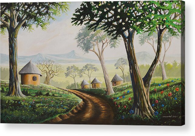 Home Acrylic Print featuring the painting Sweet Home by Anthony Mwangi