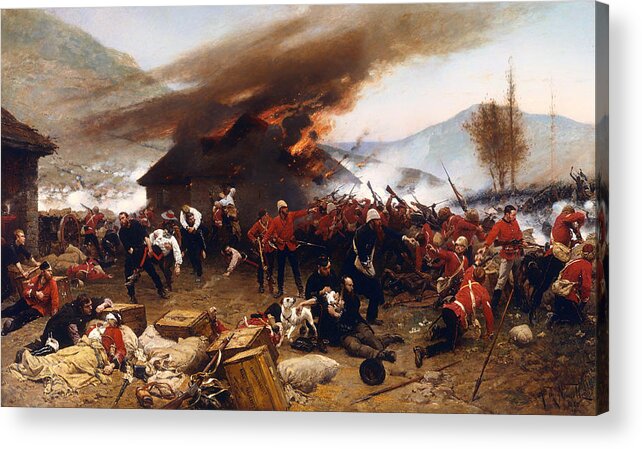 Painting Acrylic Print featuring the painting The Defence of Rorke's Drift 1879 by Mountain Dreams