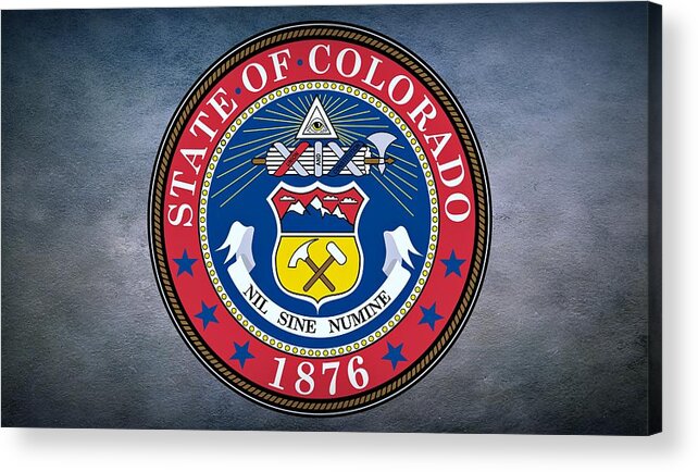 Colorado Acrylic Print featuring the photograph The Great Seal of the State of Colorado by Movie Poster Prints