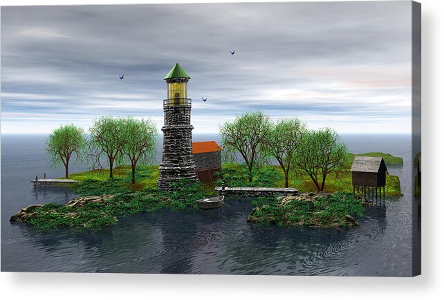 Lighthouse Acrylic Print featuring the digital art The Lighthouse by John Junek