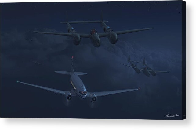 P-38 Acrylic Print featuring the painting The Night Watch by Adam Burch