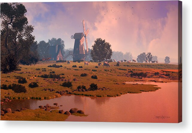Dieter Carlton Acrylic Print featuring the digital art The Shepherd's Mill by Dieter Carlton