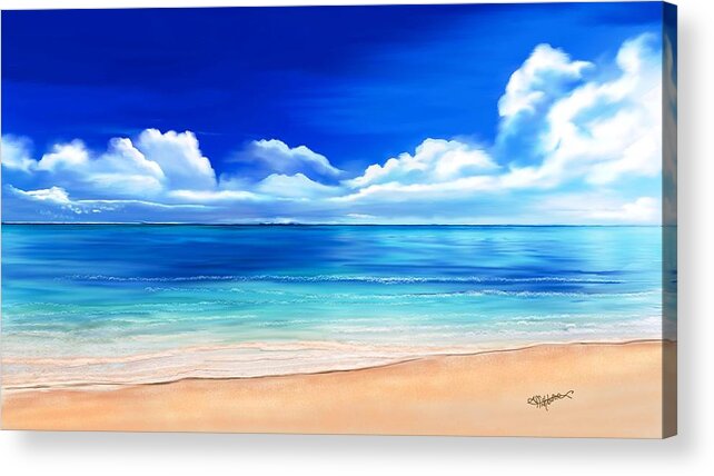 Tropical Acrylic Print featuring the digital art Tropical blue by Anthony Fishburne