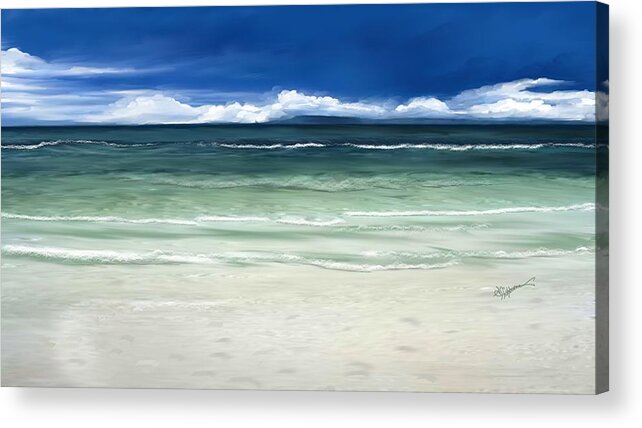 Tropical Acrylic Print featuring the digital art Tropical ocean by Anthony Fishburne