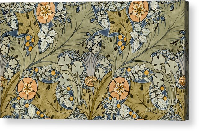 Voysey Acrylic Print featuring the painting Tudor roses thistles and shamrock by Voysey