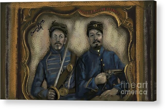 Historical Acrylic Print featuring the digital art Unidentified Union Soldiers by Carrie Joy Byrnes