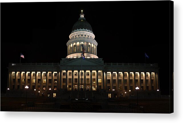 Architecture Acrylic Print featuring the photograph Utah State Capitol Front by David Andersen