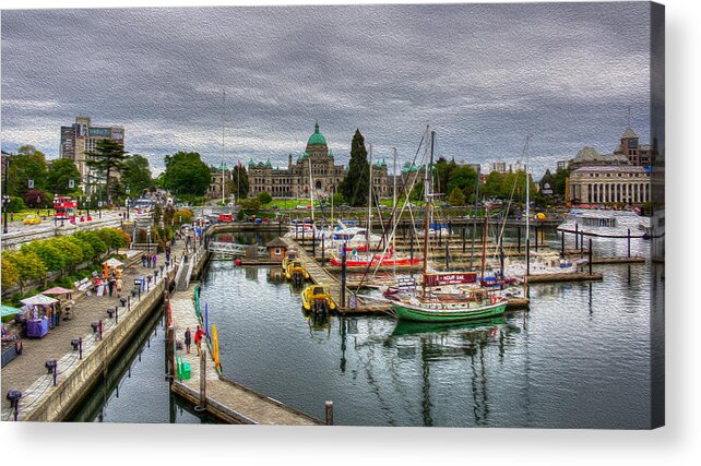 British Columbia Acrylic Print featuring the photograph Victoria Inner Harbour by Carrie Cole