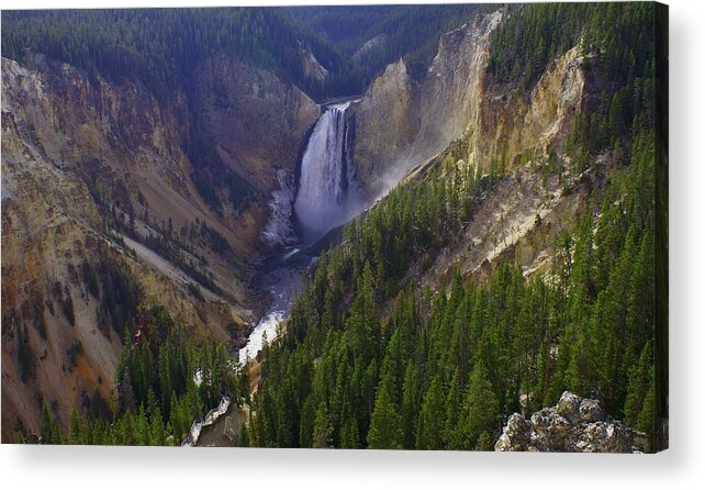 Yellowstone Acrylic Print featuring the photograph Yellowstone Falls by Jerry Cahill