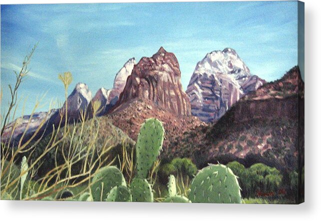 Zion Acrylic Print featuring the painting Zion National Park by Sharon Casavant