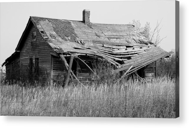 abandoned Buildings Acrylic Print featuring the photograph Abandoned House in Monochrome #2 by Jim Sauchyn