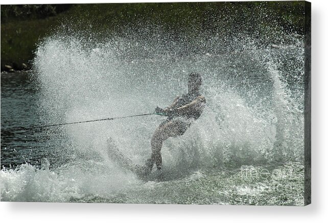 Water Skiing Acrylic Print featuring the photograph Water Skiing Magic of Water 30 #1 by Bob Christopher