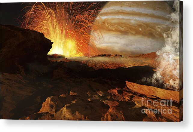 Color Image Acrylic Print featuring the digital art A Scene On Jupiters Moon, Io, The Most by Ron Miller