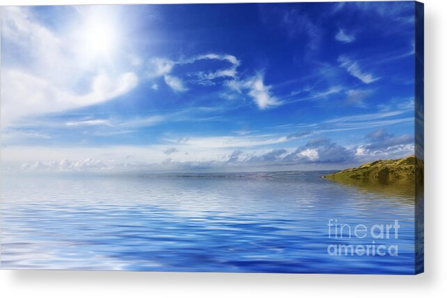 Landscape Acrylic Print featuring the photograph Calm seas and blue skies by Simon Bratt