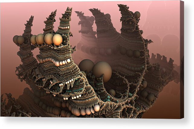 Mandelbulb Acrylic Print featuring the digital art Dragon Egg Mountain by Hal Tenny