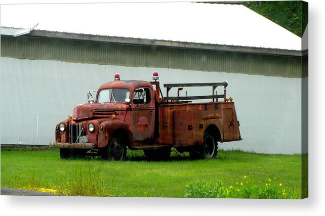 Firetruck Acrylic Print featuring the photograph I used to put it out by Kim Galluzzo