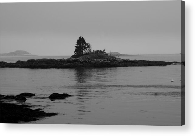 Maine Acrylic Print featuring the photograph Maine Serenity in BW by Lois Lepisto