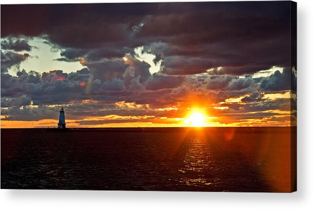 Lighthouse Acrylic Print featuring the photograph Michigan sunset by Randall Cogle