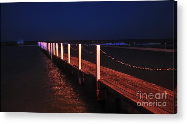 Photography Acrylic Print featuring the photograph Night Light on the Pier by Kaye Menner