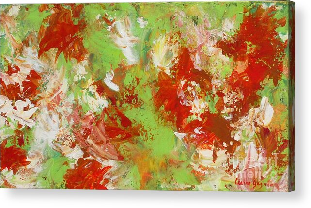 Abstract Acrylic Print featuring the painting Potted Flowers by Claire Gagnon