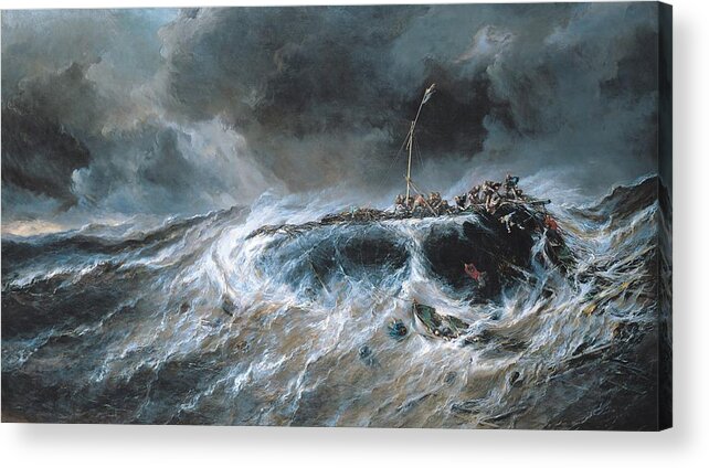 Boat Acrylic Print featuring the painting Shipwreck by Louis Isabey