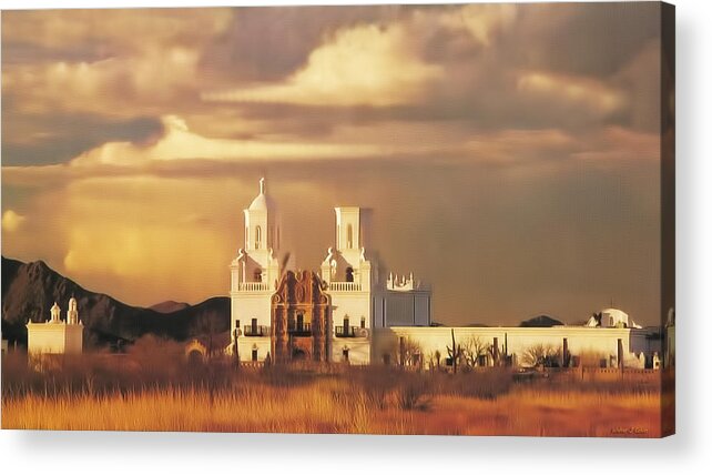 Spanish Mission Acrylic Print featuring the digital art Spanish Mission by Walter Colvin