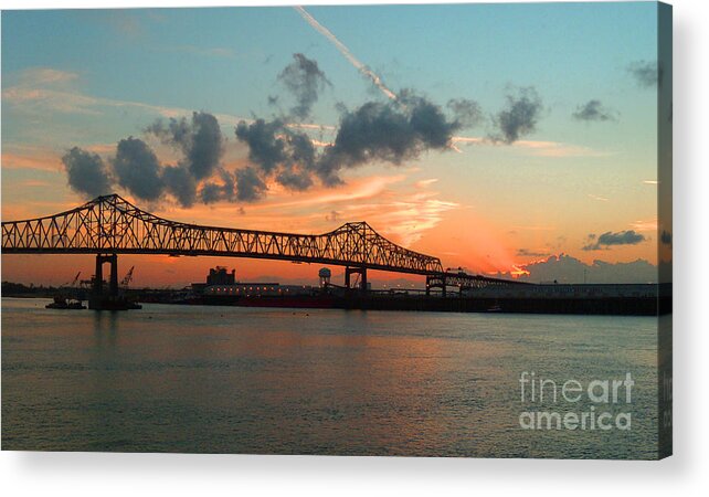 Bridge Acrylic Print featuring the photograph Sunset on the Mississippi by Lydia Holly