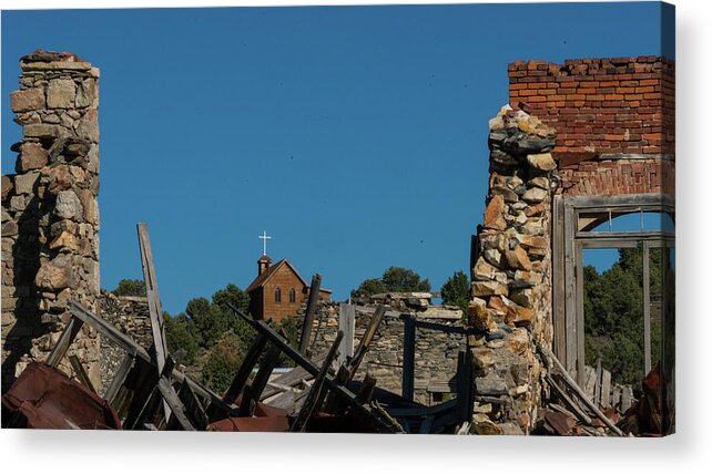 Nevada Acrylic Print featuring the photograph Church Ruins 2 Belmont Nevada #1 by Lawrence S Richardson Jr