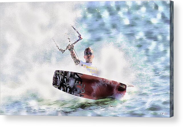 Nature Acrylic Print featuring the photograph Kitesurf #1 by Jean Francois Gil