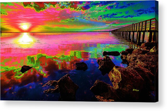 Water Acrylic Print featuring the digital art Lake Sunset #1 by Gregory Murray
