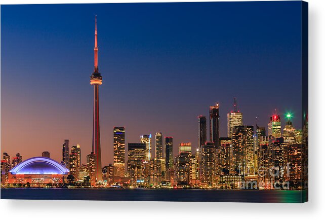 Canada Acrylic Print featuring the photograph Toronto Skyline after sunset #2 by Henk Meijer Photography