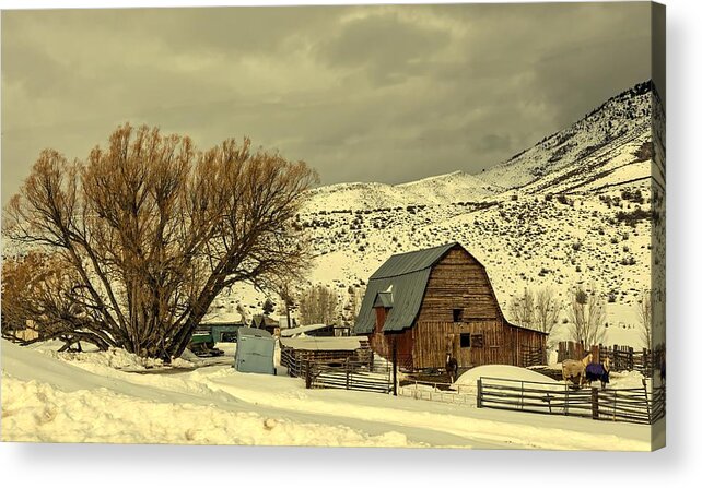 Farm Acrylic Print featuring the photograph Winter Farm Scene - Wyoming #1 by Mountain Dreams