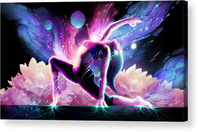 Yoga Acrylic Print featuring the digital art Yin Salutation #1 by George Atherton