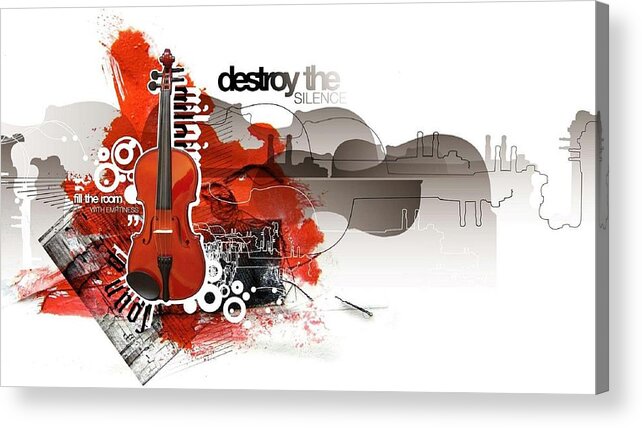 Violin Acrylic Print featuring the digital art Violin #2 by Super Lovely