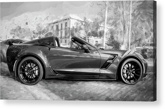 2017 Corvette Acrylic Print featuring the photograph 2017 Chevrolet Corvette Gran Sport BW by Rich Franco