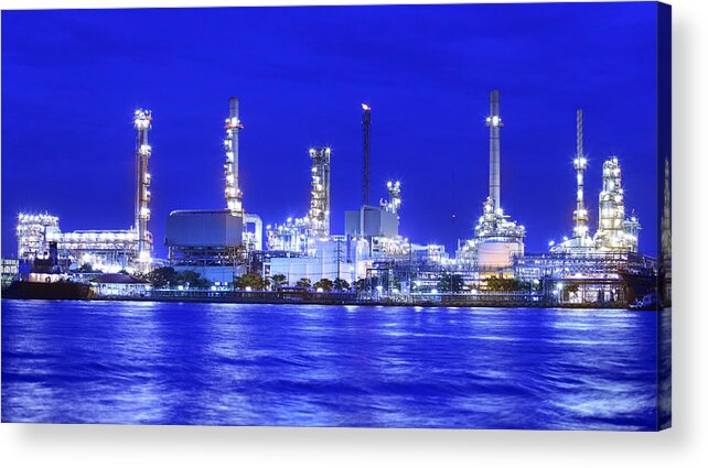 Automobiles Acrylic Print featuring the photograph Landscape of river and oil refinery factory #4 by Anek Suwannaphoom