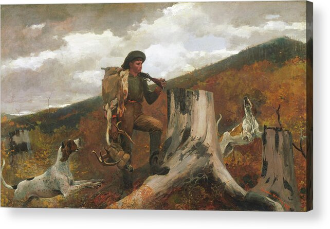 Winslow Homer Acrylic Print featuring the painting A Huntsman and Dogs - 1891 by Eric Glaser