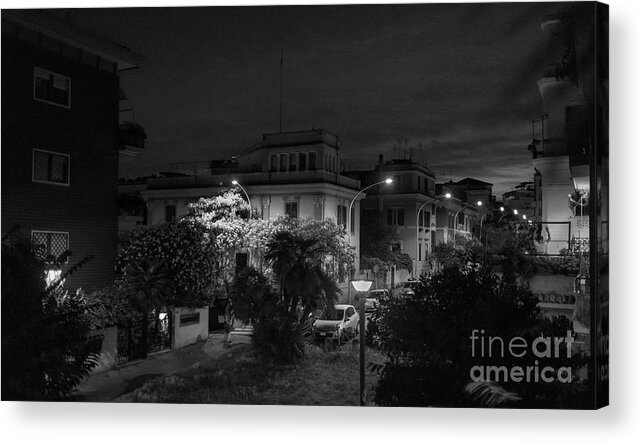 Rome At Night Acrylic Print featuring the photograph A Roman Street at Night by Perry Rodriguez