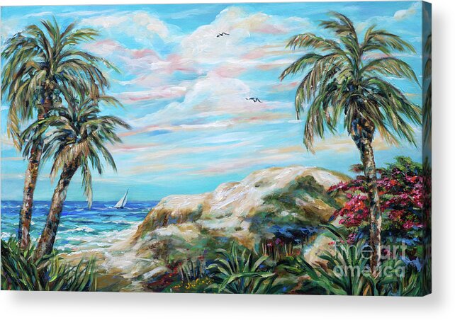 Palms Acrylic Print featuring the painting A Splendid Day by Linda Olsen