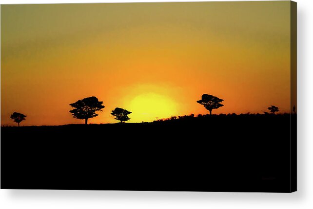 Sunset Acrylic Print featuring the digital art A Sunset in Namibia by Ernest Echols