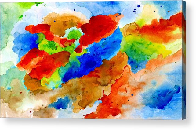 Abstract Acrylic Print featuring the painting Abstract 15 - Colorful Art by L.Dumas by Lucie Dumas