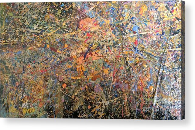 Abstract Expressionism Drip Action Robert Anderson Collage Magazine Wilmington Acrylic Print featuring the painting Abstract #416 by Robert Anderson