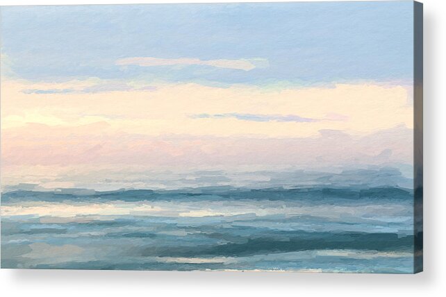 Anthony Fishburne Acrylic Print featuring the mixed media Abstract morning sea by Anthony Fishburne