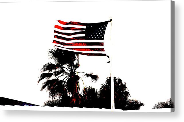 Florida Acrylic Print featuring the photograph American Flag on a Windy Day Delray Beach Florida by Lawrence S Richardson Jr