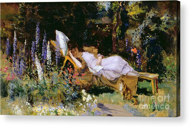 Afternoon Acrylic Print featuring the painting An Afternoon Nap by Harry Mitten Wilson